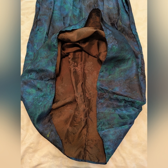 NWOT 100% Silk Sleeveless mysterious blue abstract print dress Size M - Picture 16 of 16